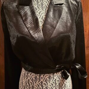 Vintage Bebe Long Sleeve Satin wrap blouse